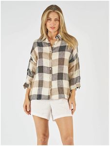 Womens Shirts: Worthier Nia Linen Shirt - Black / Brown