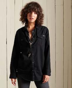 Womens Shirts: Superdry Denim Classic Western Shirt - Black