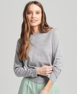 Womens Sweater: ﻿Superdry ﻿Merino Crew - Light Grey Marle
