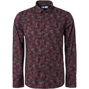 No Excess: No Excess All Over Printed Long Sleeve Shirt - Dark Red