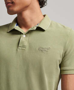 Polos: Superdry ﻿Vintage Destroy Polo - Olive Khaki