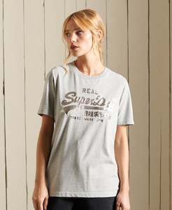 Superdry Vintage Logo Boho Sparkle Tee- Grey