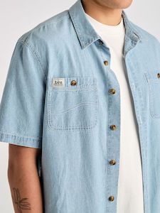Cult Of Individuality 1: Lee Jeans Worker Short Sleeve Shirt - Washed Chambray