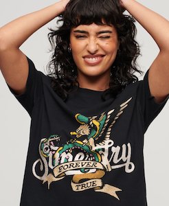 Superdry ﻿Tattoo Script Graphic Tee - Jet Black