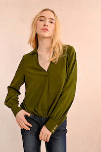 Molly Bracken Woven Blouse - Khaki