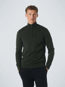 No Excess Pull Over Half Zip Crew - Dark Green