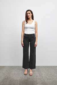 Pulz Jeans Vega Ultra High Wide Leg - Black Denim