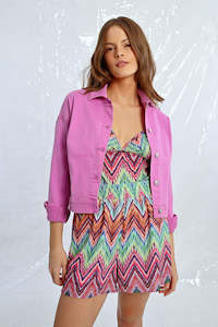 Lili Sidonio Cropped Denim Jacket - Mauve