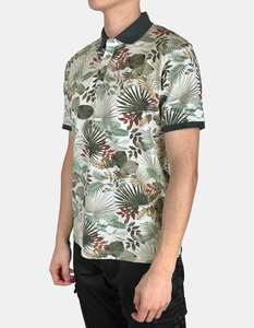 No Excess Pique All Over Print Polo - Green