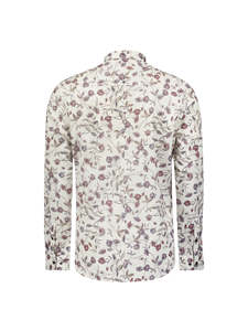 No Excess All Over Printed Long Sleeve Shirt - White