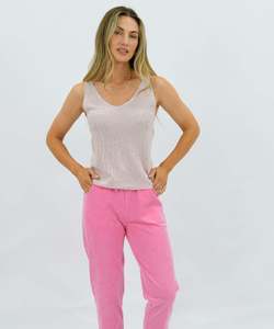 Worthier Metallic Cami - Dusty Pink