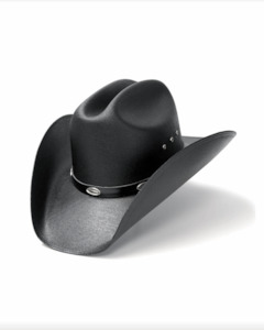 Cowboy Hats: Black Straw Western Cattleman Hat w Silver Conchos
