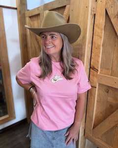 Twa Merch: TWA Womans Cowboy Hat Tee - PINK