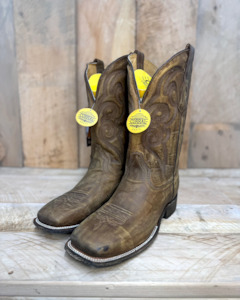 Mens Cowboy Boots: Corral Mens: Golden Embroidery SQ Toe