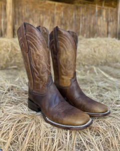 Mens Cowboy Boots: Circle G: Mens Brown Embroidery