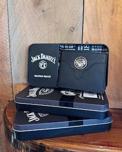 Handbags Purses: Officially Licensed - JD Old #7 Black Leather Bifold Wallet