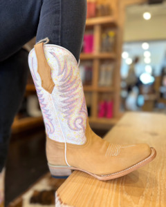 Kids Cowboy Boots Booties: Circle G: Teens Brown/White EMB