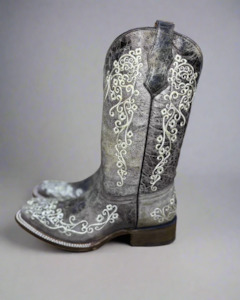 Kids Cowboy Boots Booties: Corral: Teens Bone Embroidery
