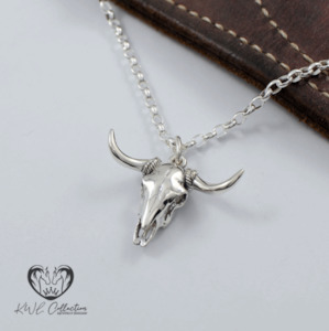 KWL: Sterling Silver LongHorn Cow Skull pendant - P416