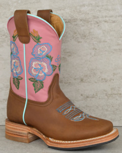 Kids Cowboy Boots Booties: Red Hawk: Kids Camel/Pink Cowboy Boots