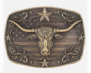 Western Longhorn Belt Buckle