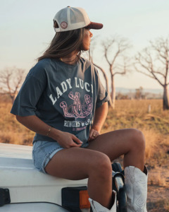 Ladies Tees: Ringers Western: Womans Lady Luck Oversized Tee
