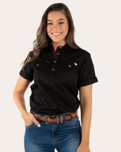 Ladies Shirts: Ringers Western: Jules Short Sleeve Work Shirt - Black