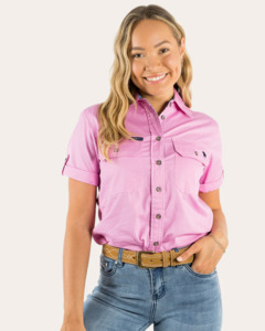 Ladies Shirts: Ringers Western: Womans Jules Short Sleeve Work Shirt - Pink