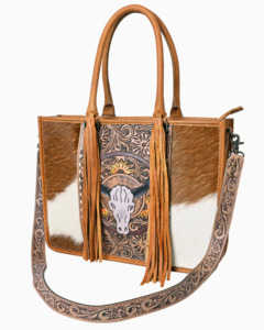 O'HLAY: Tooled Leather Tote Bag