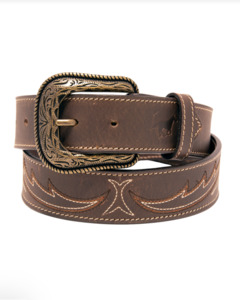 Western Stitched Top Grain Leather Belt