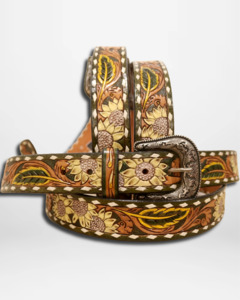 Belts: American Darling: Western Sunflower Leather Belt