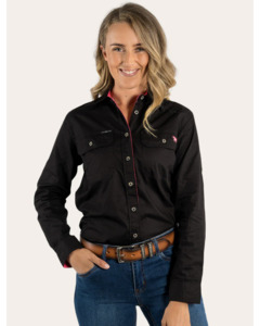 Ringers Western: Pentecost River Womens Full-Button Work Shirt - Black
