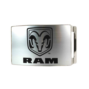 Ram Brushed Silver/Black Belt Buckle