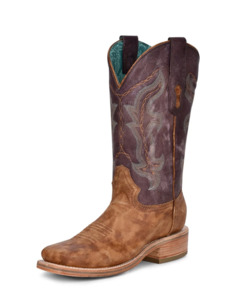Corral: Rodeo Collection Wide Square Toe - Sand/Purple