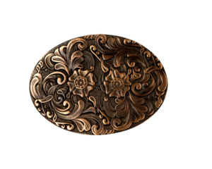 Floral Vintage Nickel Western Buckle