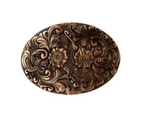 Floral Vintage Copper Western Buckle