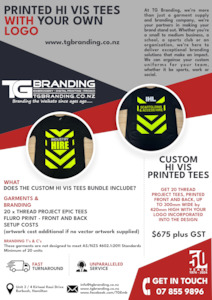 20 x Custom Hi Vis Printed Tees