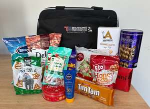 Cooler Bag: CHRISTMAS COOLER - B125 ULTIMATE - BRANDED WITH YOUR LOGO AND FILLED WITH GOODIES