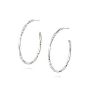 Daisy London: Daisy London Sterling Silver Stacked Essential Maxi Hoop Stud Earrings