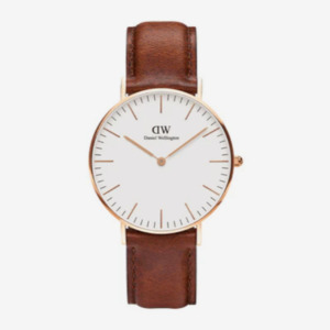 Daniel Wellington 36mm Classic St Mawes Rose Gold Plated White Dial Watch