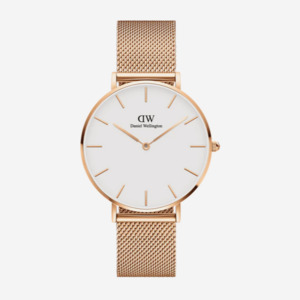 Daniel Wellington: Daniel Wellington Melrose White 36mm Dial With Gold Plated Mesh Strap Watch