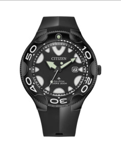 Citizen: Citizen Gents Promaster Marine Divers Eco-Drive Black Dial, Black Polyurethane Strap 200m WR Watch