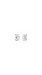 Diamond Jewellery: Diamond Oval Cut Stud Earrings in 14ct White Gold