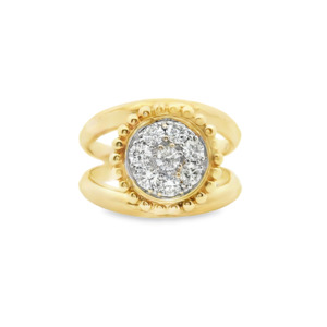 Diamond Cluster Split Band Ring in 9ct Yellow Gold