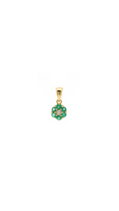 Emerald & Diamond Cluster Pendant in 9ct Yellow Gold