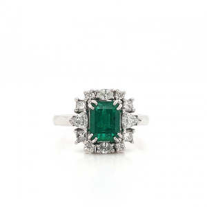 Emerald & Diamond Platinum Diamond & Emerald Dress Ring