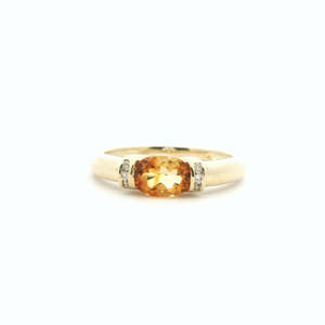 Citrine: Citrine & Diamond 9ct Yellow Gold Ring