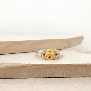 Sterling Silver Oval Citrine Ring