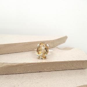 Sterling Silver Oval Citrine Ring