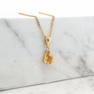 Citrine 9ct Yellow Gold Pear Cut Pendant